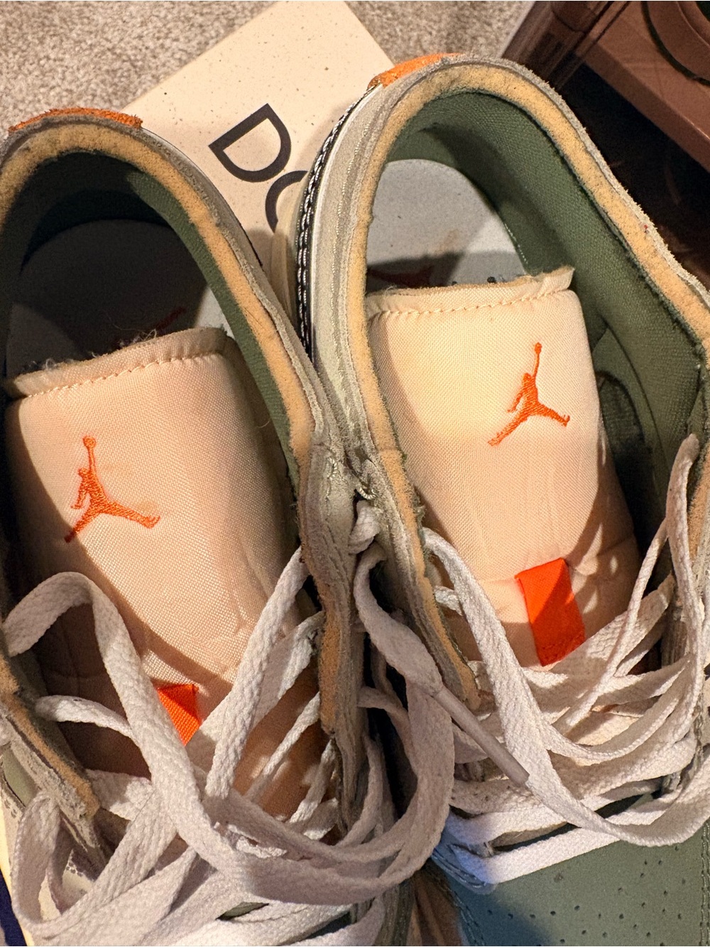 Men’s Jordan 1s Low Sage Green, Orange, Black - Picture 8 of 8